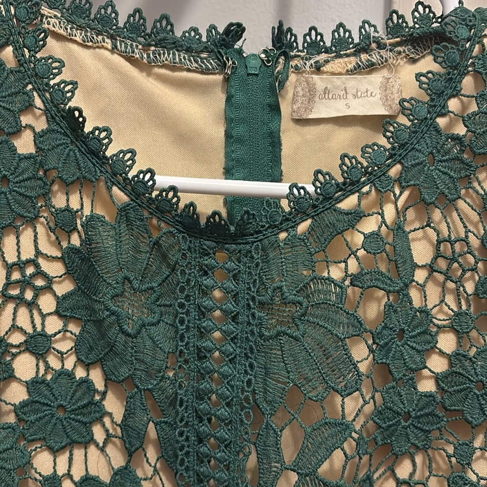 Altar'd State Forest Green Lace Mini Dress - Picture 2 of 4